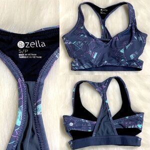 Zella Cutout Athletic Gray Printed Sports Bra Sz S